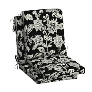 20 in. x 20 in. Ashland Black Jacobean High Back Outdoor Dining Chair Cushion (2-Pack)