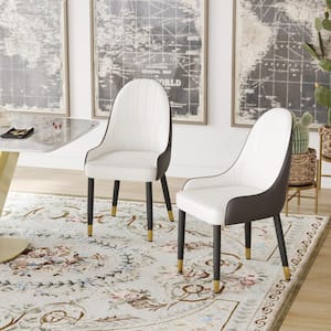 4-Piece Rectangle Wood Kitchen Table Chair Set with Metal Legs in White and Black (Set of 4)