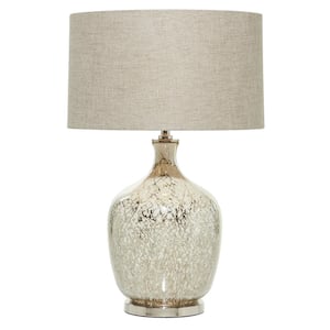 27 in. Silver Glass Task and Reading Table Lamp with Faux Mercury Glass Finish