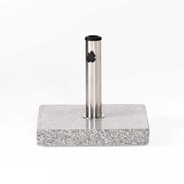 Misopily 55 lbs. Steel Pole and Granite Stone Square Patio Umbrella Base with Tightening Knob in Gray