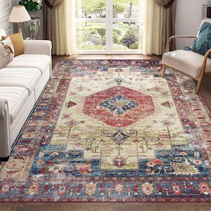 Beige Red 6 ft. x 9 ft. Persian Oriental Area Rug