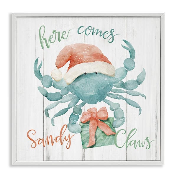 Stupell Industries Nautical Sandy Claws Crab by Deane Beesley 1-Piece Framed Graphic Print Typography Poster Art Print 24 in. x 24 in.