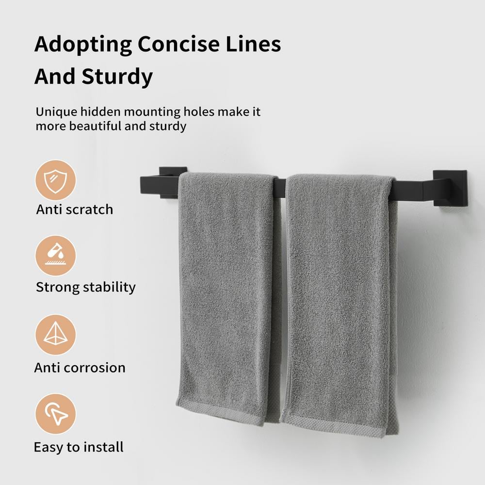 Matte Black Stainless Steel 5-Piece Bathroom Hardware Set