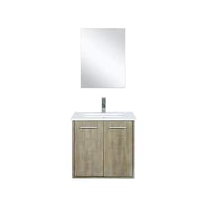 Fairbanks 24 in W x 20 in D Rustic Acacia Bath Vanity, Cultured Marble Top, Chrome Faucet Set and 18 in Mirror