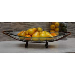 Clear Kitchen Decorative Serving Bowl with Copper Metal Base