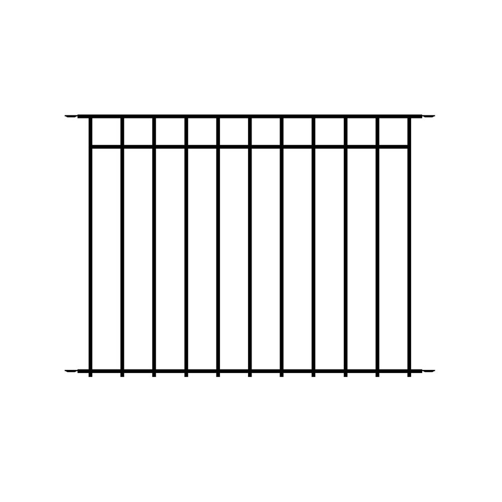 Black Steel No-Dig Ornamental Metal Fence Panel, 48x34 Inches