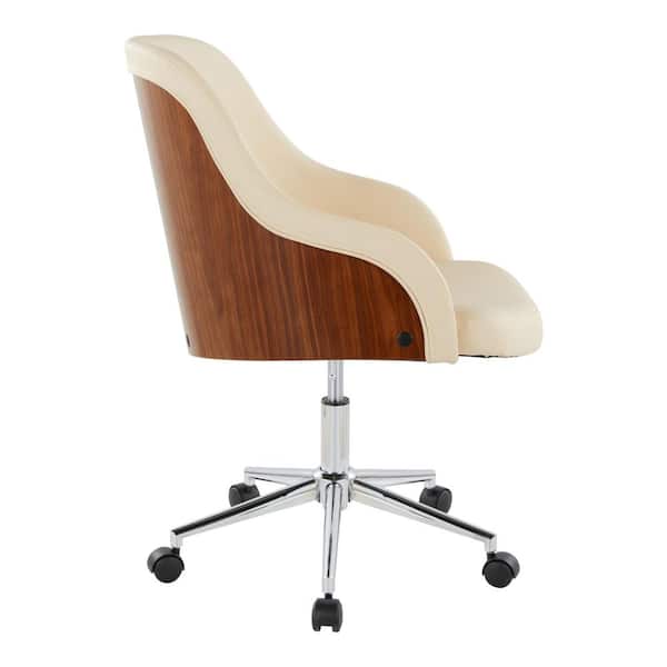 LumiSource Bacci Faux Leather Adjustable Office Chair in Cream