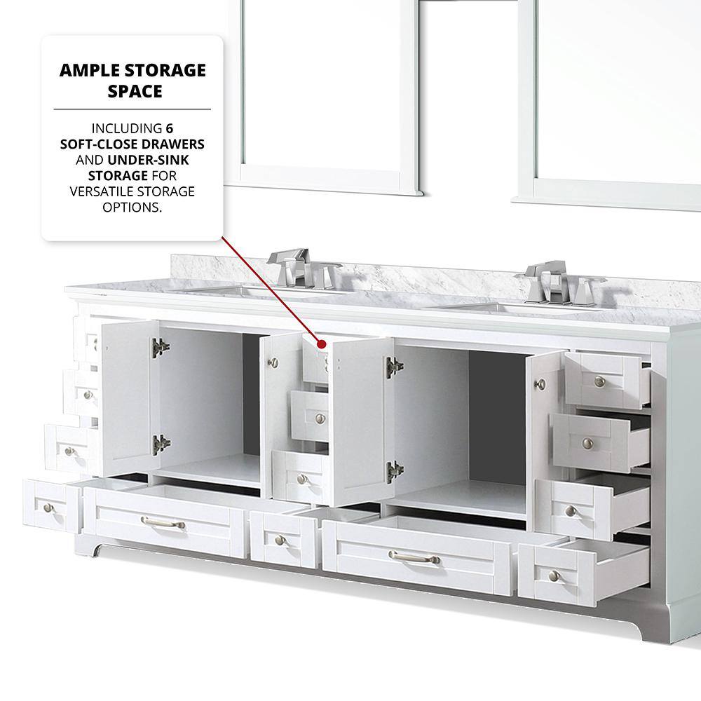 Dukes Classic White 84" Double Vanity with Carrara Marble Top