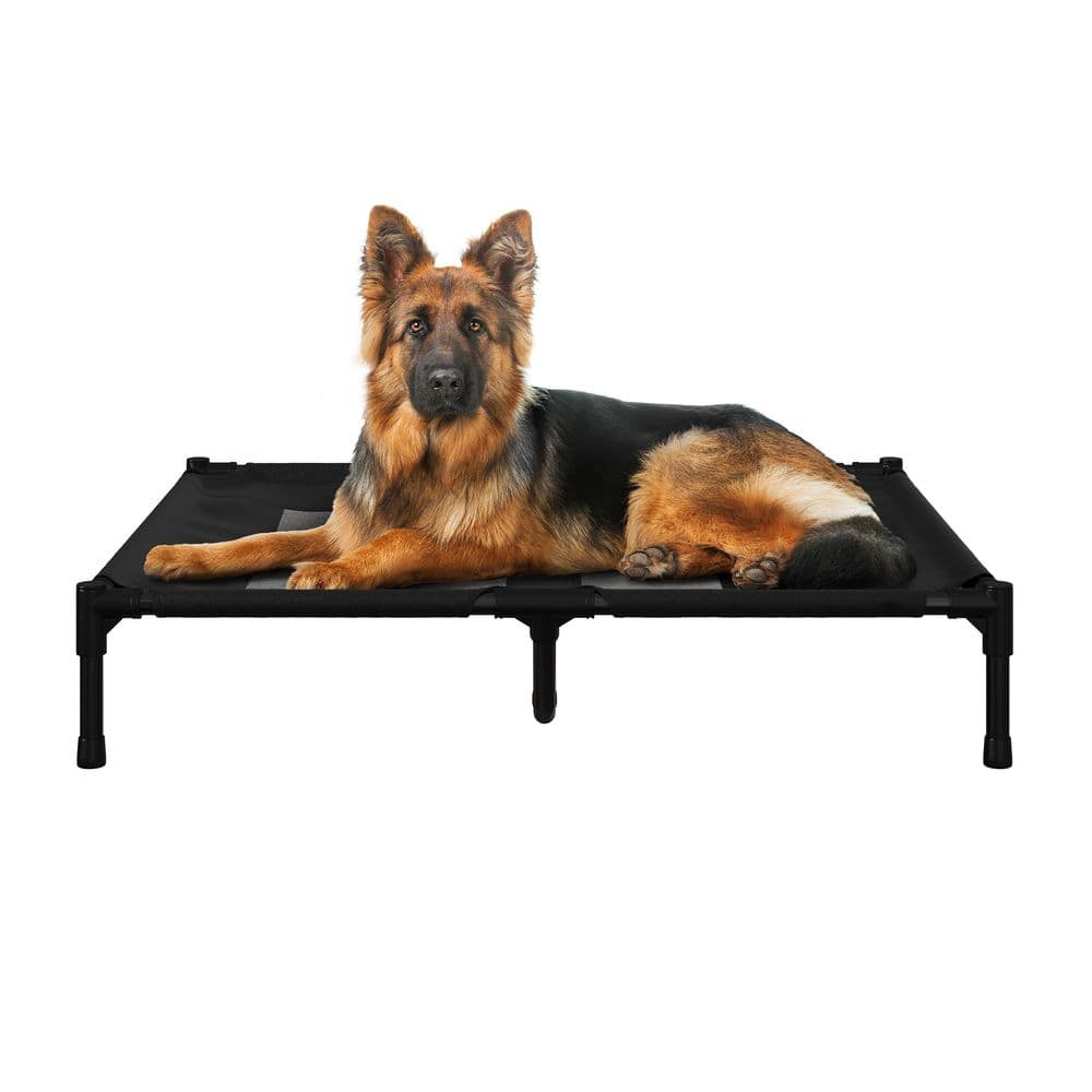 Large Black Elevated Waterproof Outdoor Dog Bed
