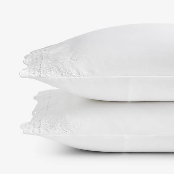 The Company Store Legends Hotel Lace Velvet Flannel White Cotton Standard Pillowcases (Set of 2)
