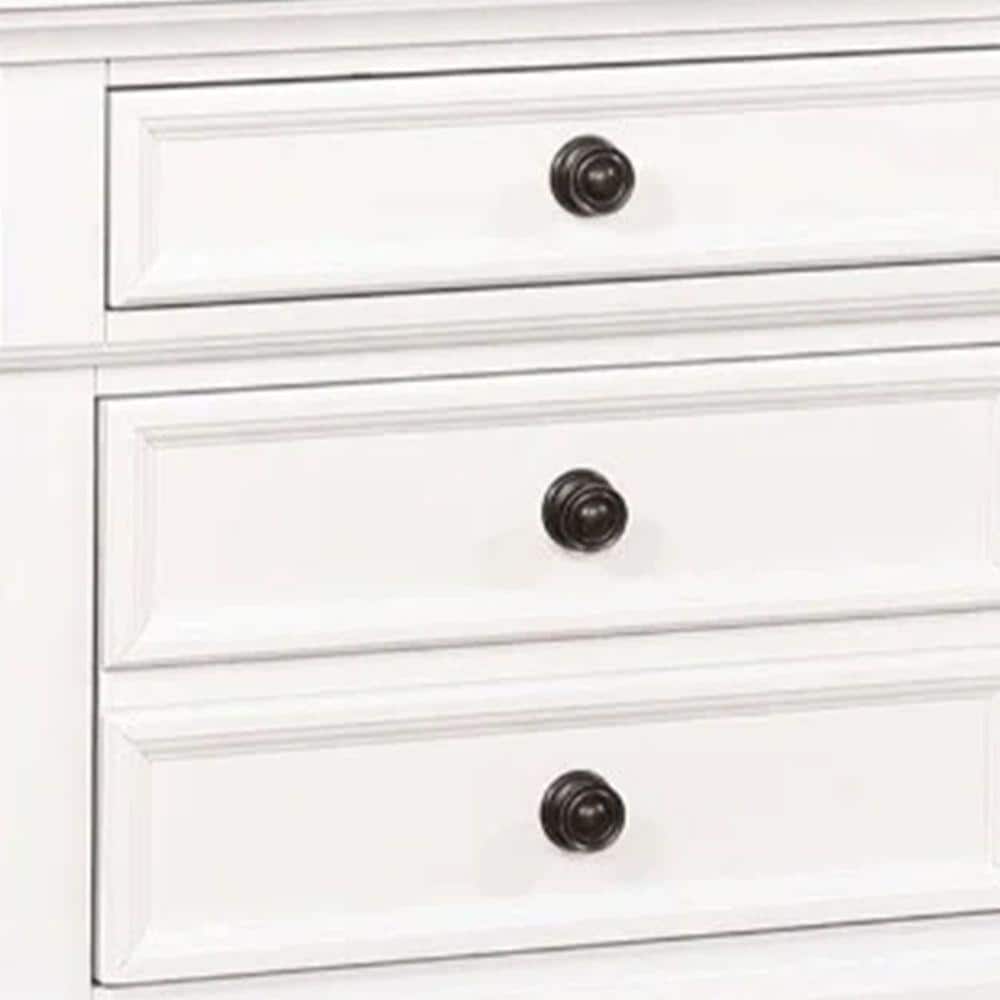 White Wooden Nightstand with Hidden Drawer and Bun Legs