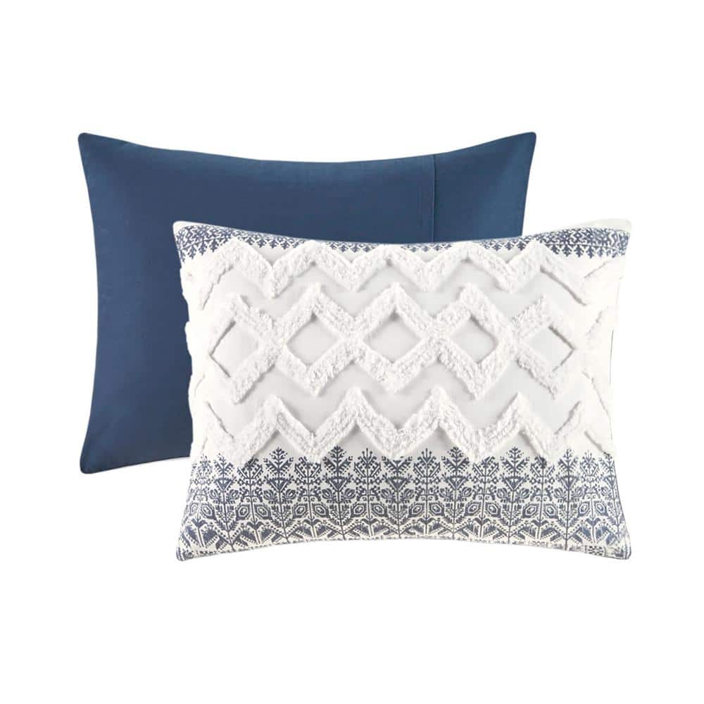Full Blue Cotton Reversible Comforter Set