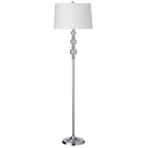 Crystal 60 in. H 1-Light Polished Chrome Floor Lamp with Fabric Shade