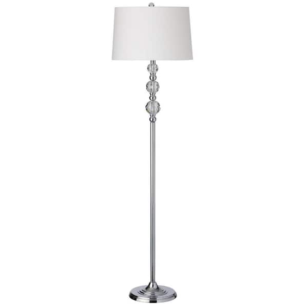Dainolite Crystal 60 in. H 1-Light Polished Chrome Floor Lamp with Fabric Shade