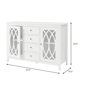 Cliffmore White Glass Door Buffet with Elliptical Pattern