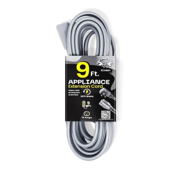 9 ft. Indoor Appliance Extension Cord, 14-3 SPT, Gray