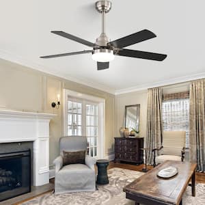 42 in. Indoor/Outdoor Modern Nickel Downrod Mount and Flush Mount Ceiling Fan with Led Lights and 6 Speed DC Remote
