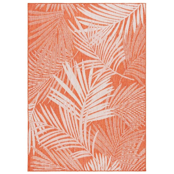 Beach House Orange/Ivory 4 ft. x 6 ft. Oversized Floral Indoor/Outdoor Area Rug