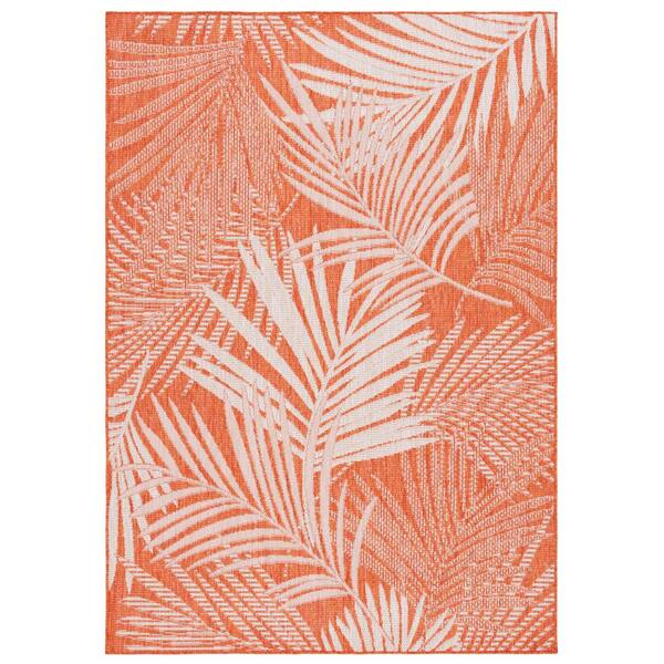 Beach House Orange/Ivory 9 ft. x 12 ft. Oversized Floral Indoor/Outdoor Area Rug