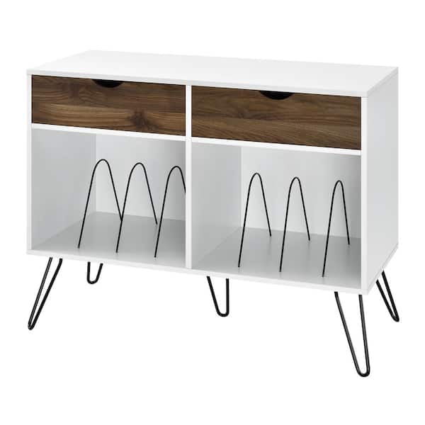 Novogratz Concord White Turntable Stand with Drawers