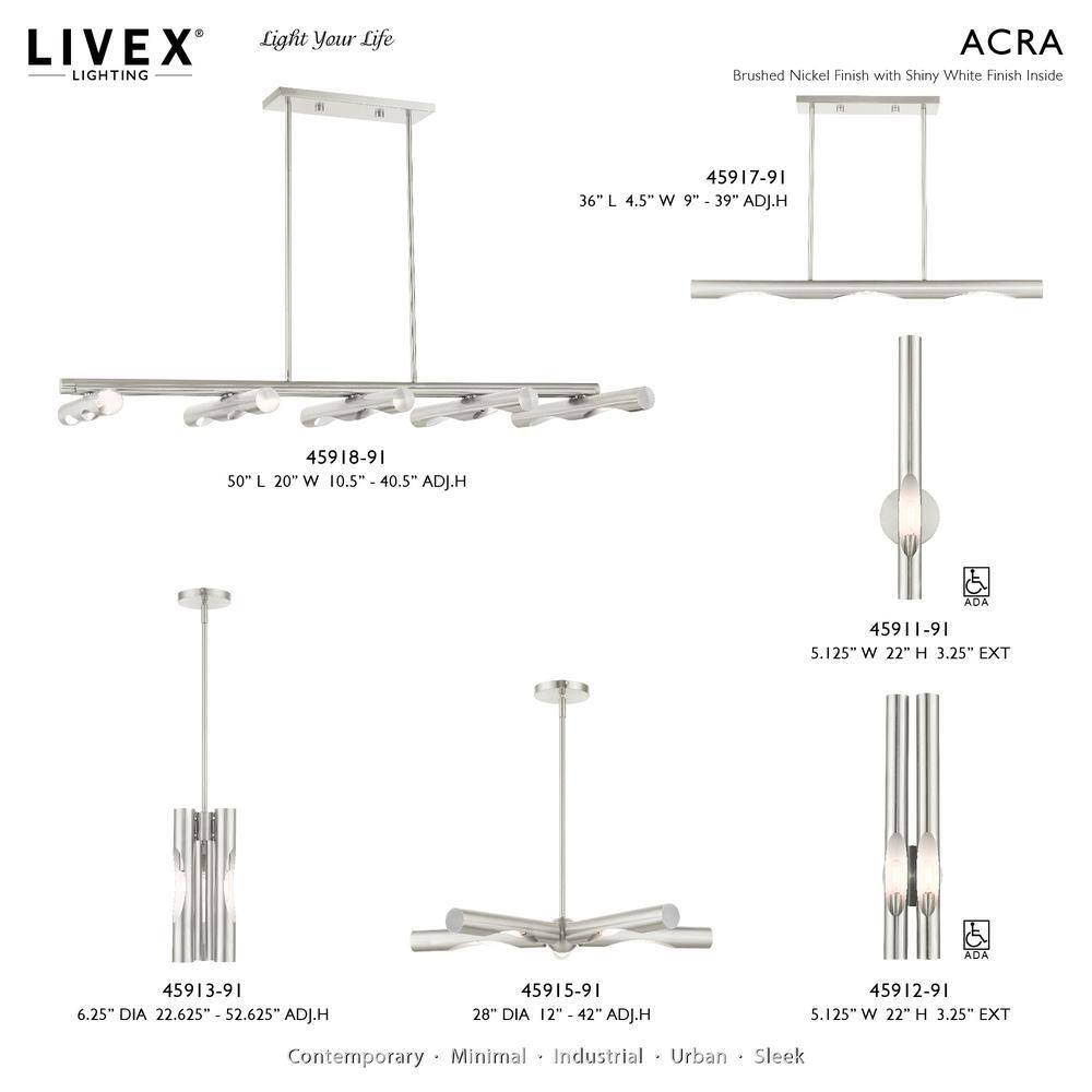 Acra Brushed Nickel 3-Light Linear Chandelier