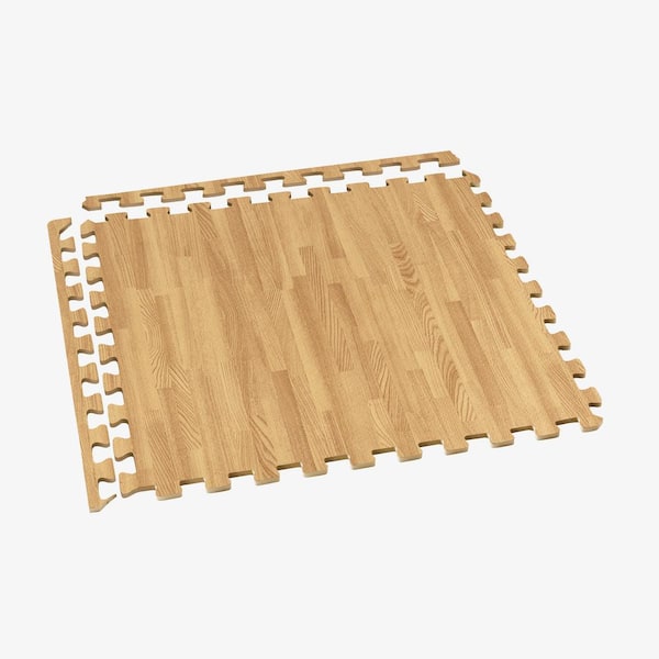 White Oak Thick Printed Wood Grain 24 in. x 24 in. x 5/8 in. Interlocking EVA Foam Flooring Gym Mat 12 Tiles, 48 sq. ft.