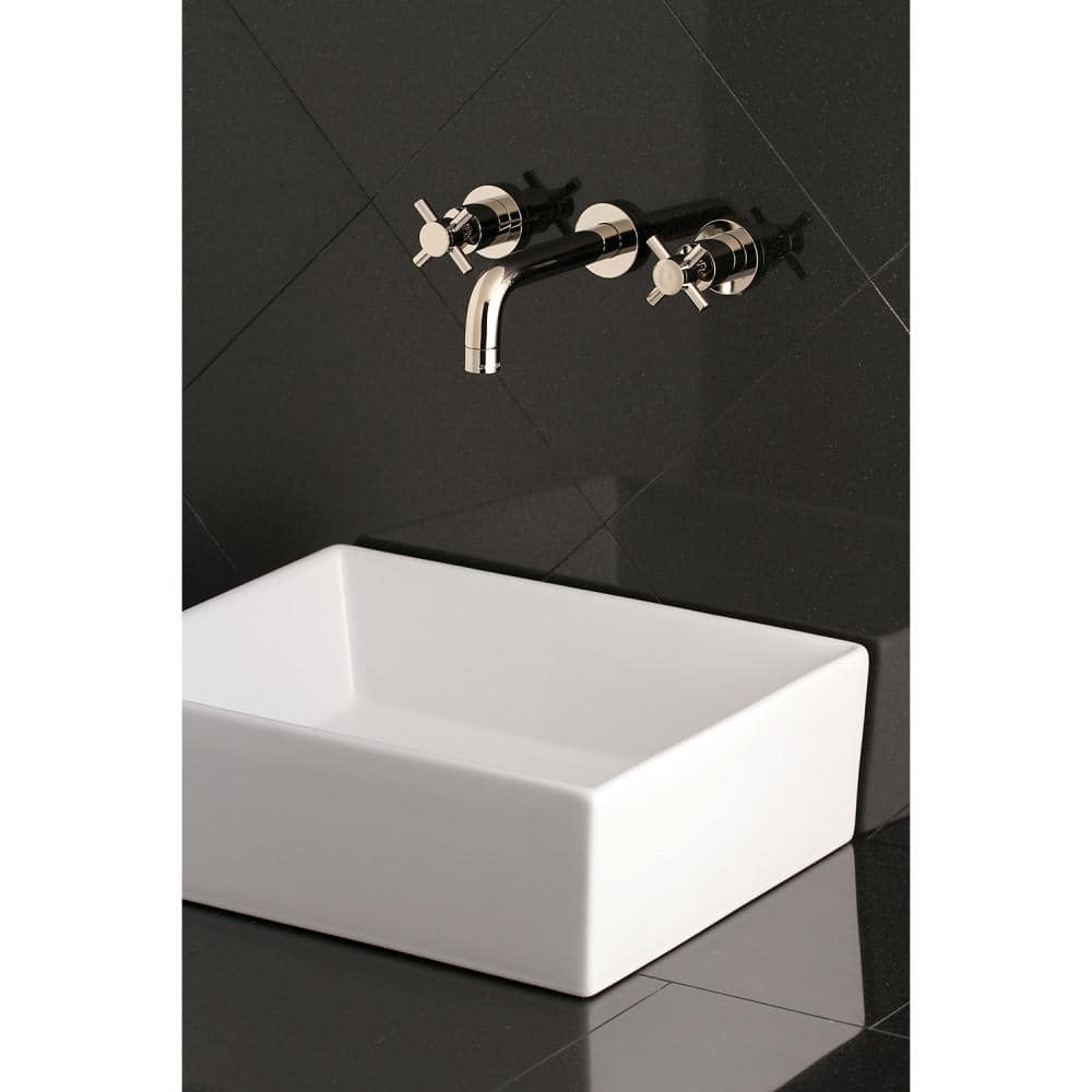Concord Brushed Brass Dual-Handle Modern Wall Mount Faucet