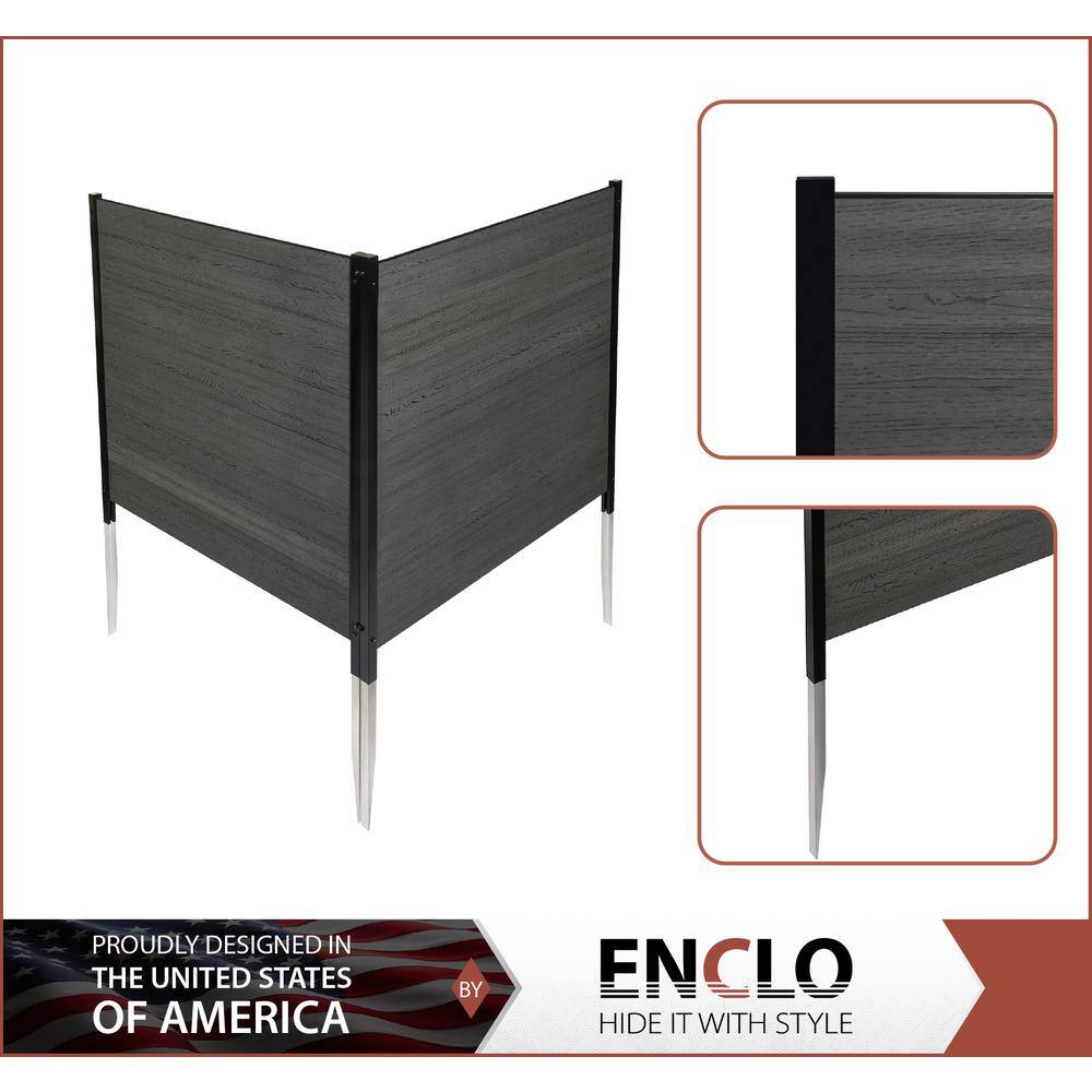 Charcoal No Dig Vinyl Privacy Screen with WoodTek Finish