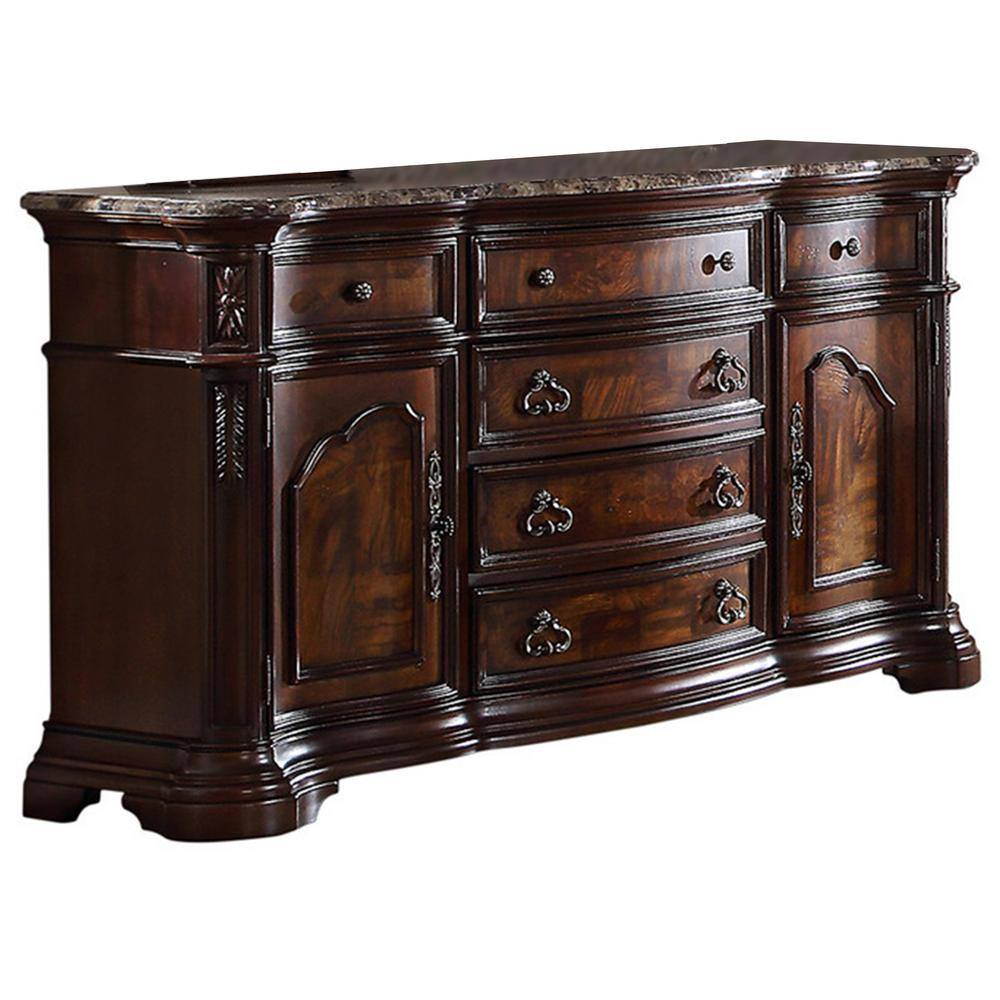 Bathory 8-Drawer Walnut Solid Wood Dresser 38 in. H x 68 in. W x 19 in. D