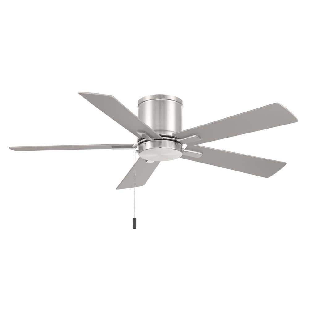 Grantway 48 in. Indoor/Covered Outdoor Brushed Nickel Hugger Ceiling Fan with Pull Chains Included