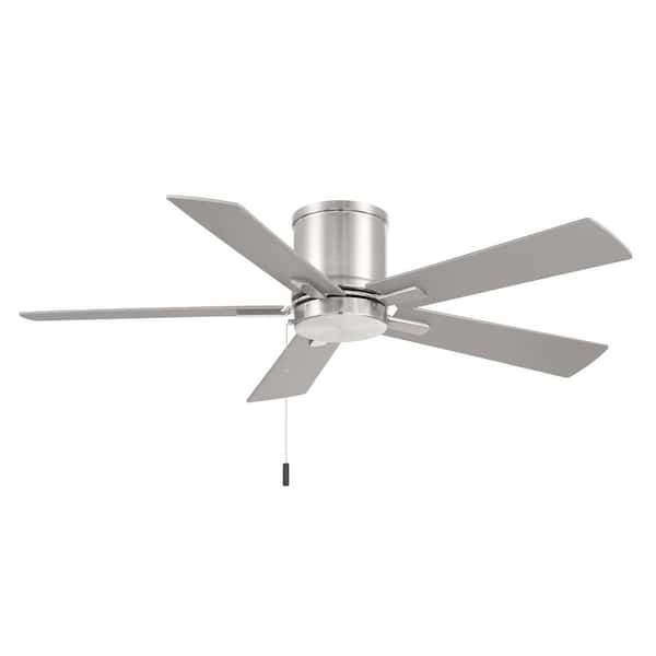 Hampton Bay Grantway 48 in. Indoor/Covered Outdoor Brushed Nickel Hugger Ceiling Fan with Pull Chains Included