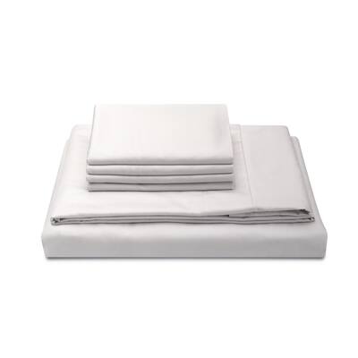 Luxury Percale 6-Piece Ivory 300-Thread Count Cooling Tencel Lyocell and Cotton King Sheet Set