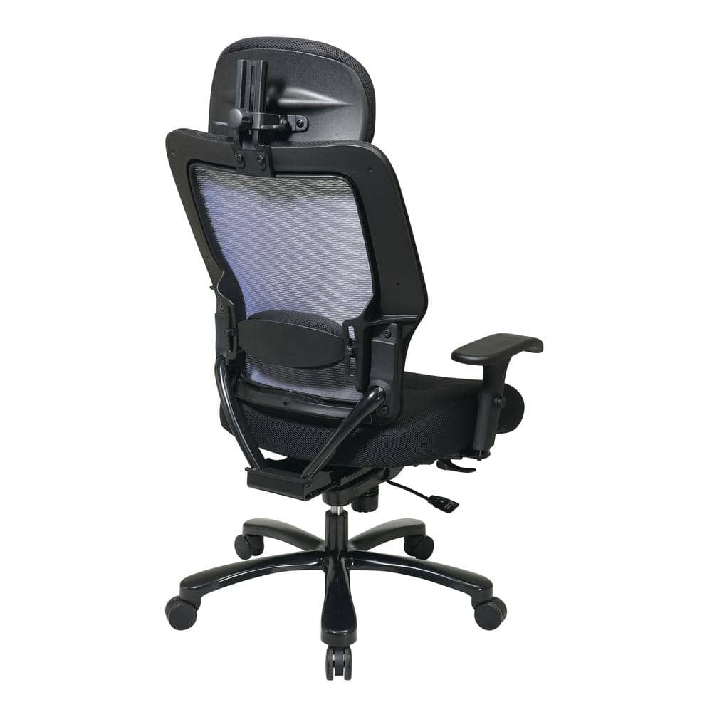 Adjustable Black Mesh and Leather Swivel Office Chair