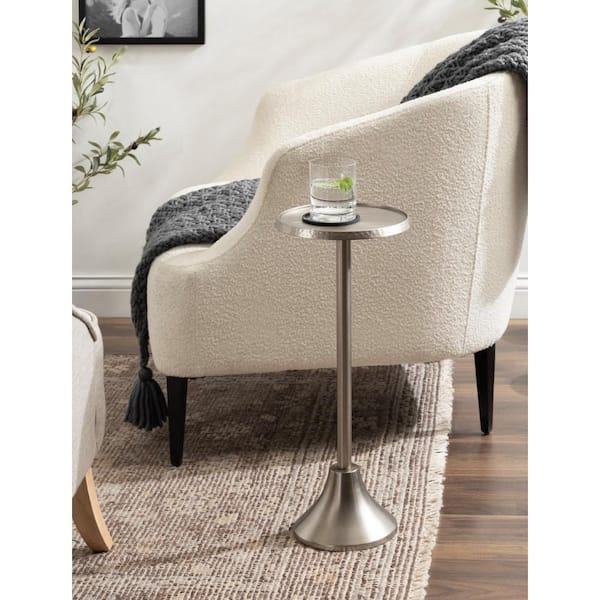 Kate and Laurel Sanzo 9 in. Silver Round Metal End Table
