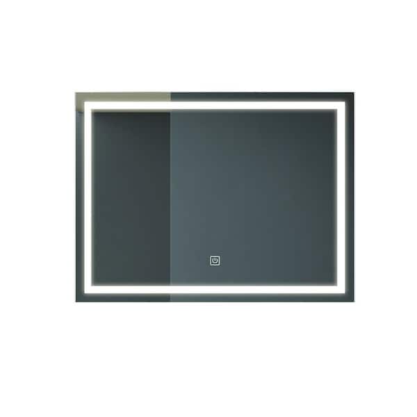 Unbranded Dimmable 40 in. W x 32 in. H Large Rectangular Frameless Anti-Fog Wall Mounted Bathroom Vanity Mirror in Silver