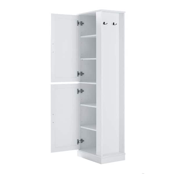 21 in. W x 14 in. D x 68 in. H White Linen Cabinet Freestanding Tall Bathroom Storage Cabinet