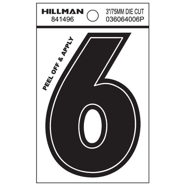 Hillman 3-In. Black Vinyl Die-Cut Number 6