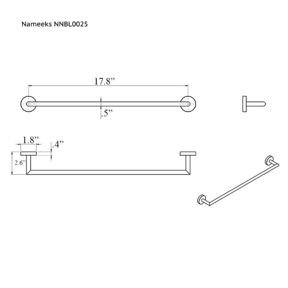 Polished Chrome 19'' Wall Mounted Towel Bar