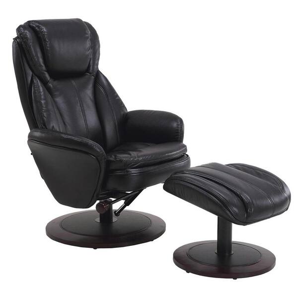 Mac Motion Comfort Chair Black Breatheable Fabric Swivel Recliner with Ottoman