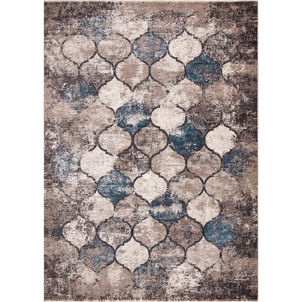 StyleWell Alino Blue 6 ft. x 9 ft. Quatrefoil Area Rug