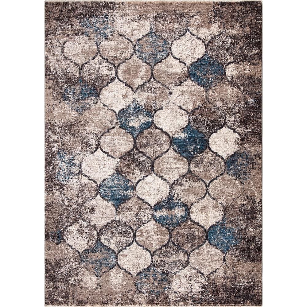 StyleWell Alino Blue 8 ft. x 10 ft. Quatrefoil Area Rug 51047 The Home Depot
