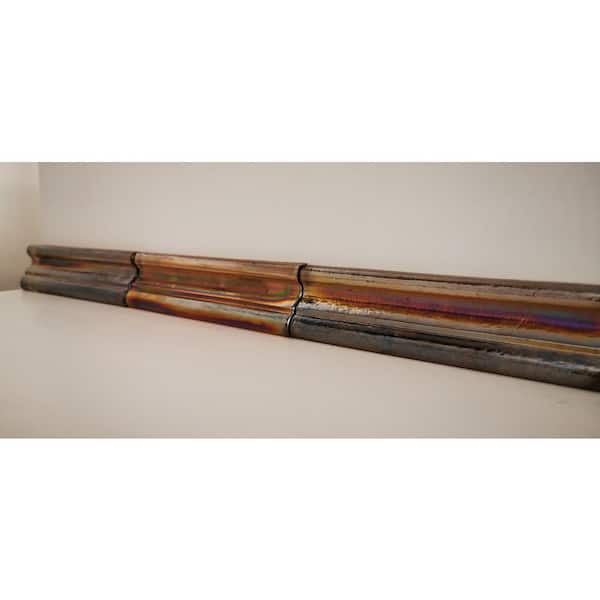 Atmosphere Recycled Glass Iridescent Orange 2 in. x 8 in. Polished Glass Decorative Bullnose Trim Tile (0.111 sq. ft.)