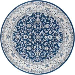 Madison Floral Dark Blue 8 ft. Round Indoor Area Rug