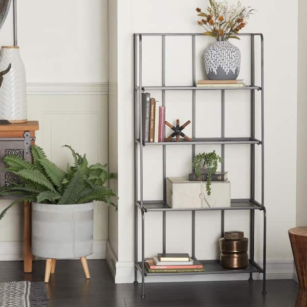 Litton Lane Black Indoor Outdoor Tall Folding 4 Shelves Bakers Rack
