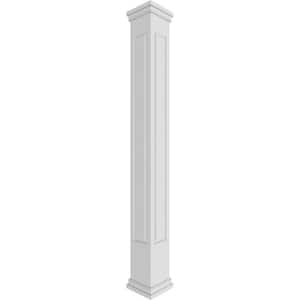 11-5/8 in. x 10 ft. Premium Square Non-Tapered, Raised Panel PVC Column Wrap Kit, Prairie Capital & Base