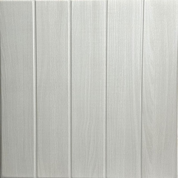 A La Maison Ceilings Bead Board Washed Oak 1.6 ft. x 1.6 ft. Decorative Foam Glue Up Ceiling Tile (384 sq. ft. /Case)