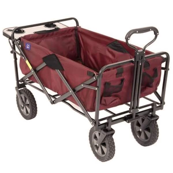 Mac Sports Collapsible Outdoor Utility Wagon with Folding Table and Drink Holder 