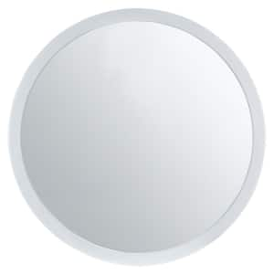 Jove 24 in. W x 24 in. H Iron Round Modern Silver Wall Mirror