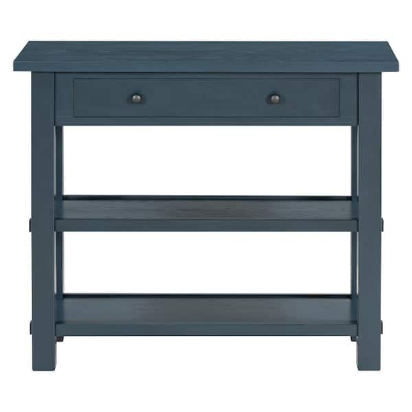 Unbranded 36 in. W x 14 in. D x 30.5 in. H Blue Wood Linen Cabinet with Drawer, 2-Sturdy Shelves for Entryway and Living Room