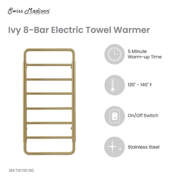 Ivy 8-Bar Electric Towel Warmer in Brushed Gold